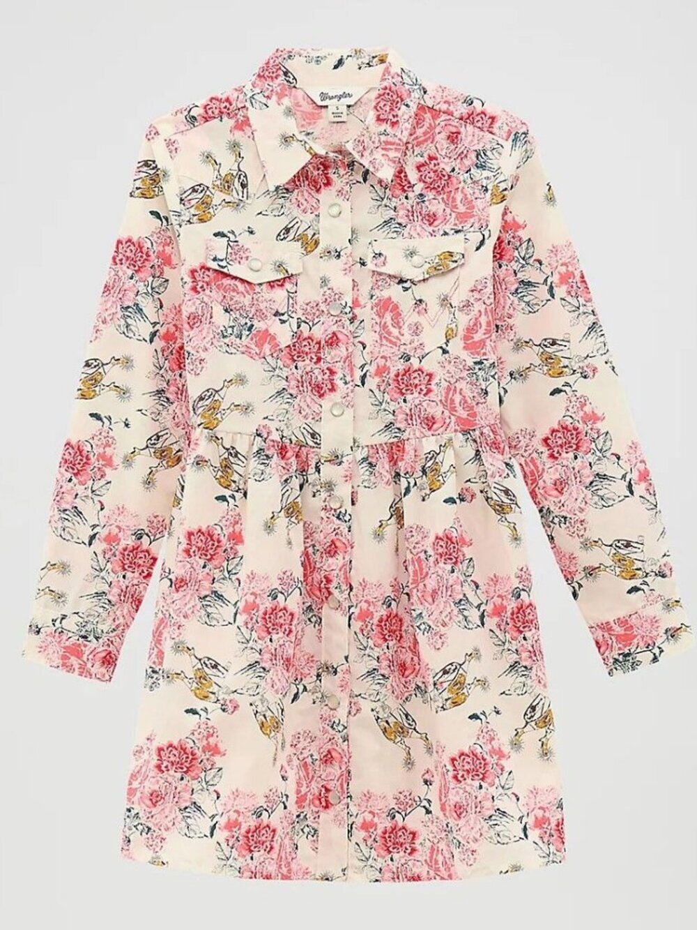 Wrangler Girl's Long Sleeve Western Snap Floral Dress White 112371917